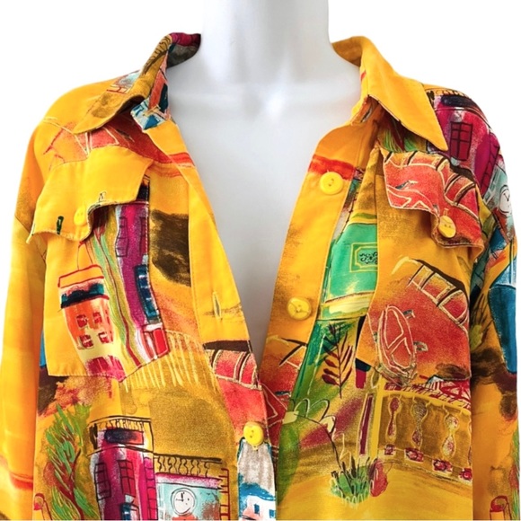 Vintage Saint Germain Paris Oversized Button Up Top Wearable Art - Picture 7 of 13
